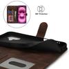 For iPhone 16 Wallet Case Double Folded Edge Skin Touch PU Leather Flip Phone Cover