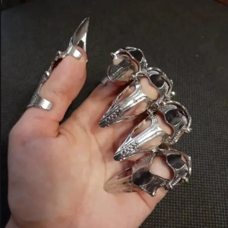 Imixlot Punk Ring Rock Scroll Gelenk Rüstung Knöchel Metall Vollfinger Klauenringe Halloween Unisex Verstellbare Ringe Set