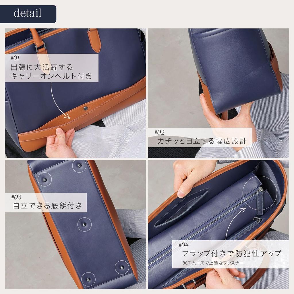 [BLUE SINCERE] Herren Tragetasche aus echtem Leder mit großem Fassungsvermögen, selbststehend, wasserabweisend, 9 Fächer, A4-Format, 14-Zoll-Laptop-kompatibel, zweifarbig