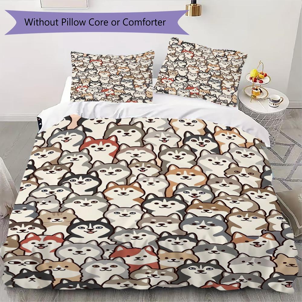 Cute animals Pattern Bedding uilt Set uilt Cover Pillowcase Home Decoration Birthday Gift (1 * duvet cover + 2 * pillowcase without core)