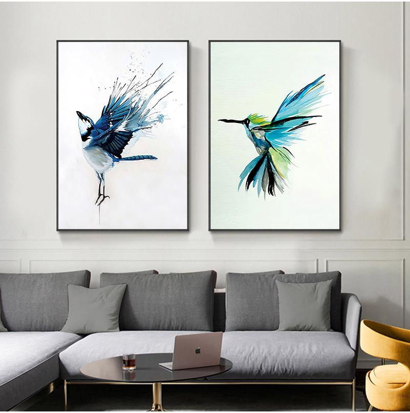 Colorful Abstract Hummingbird Picking Nectar Wall Art Canvas Painting Watercolor Prints Home Decor Pictures Living Room No Frame