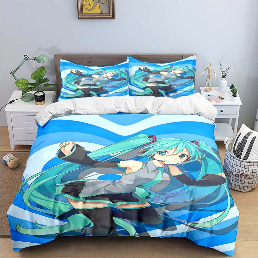 Comforter Cartoon Kawaii Virtual Singer H-Hatsune-Miku Bedding Sets Bed Supplies Set Bed Comforter Set Bedding Set Gift