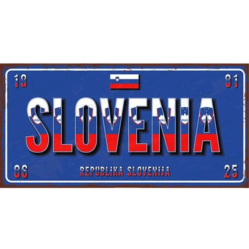 Country Metal Sign License Plate France Russia Tin Sign Car Garage Motorcycle Decoration Spain Poland London Number Plate N39
