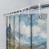 Watercolor Mountain Hiking Shower Curtain Nature Trail Art With Backpackers And Scenic View Bathroom Decor Waterproof Durable
