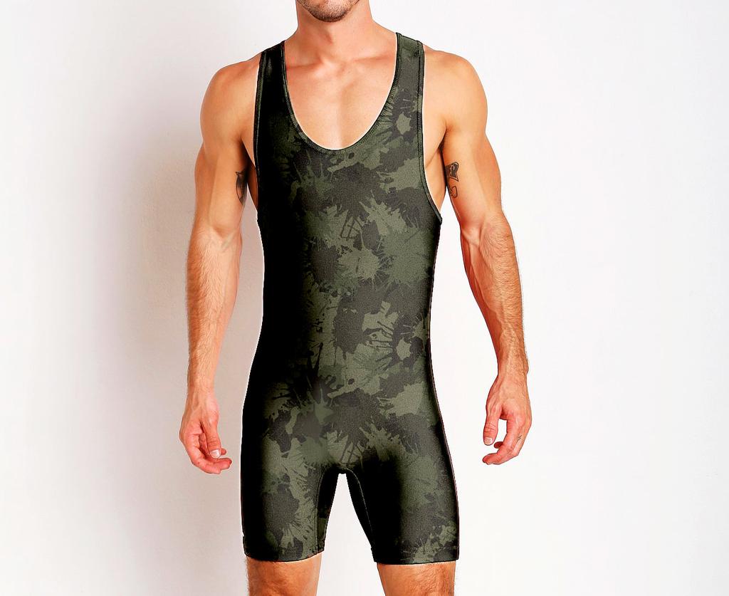 Wrestling suit Wrestling suit One-piece swimsuit Men's gym suit Sportswear Sweat-absorbing light weight training suit