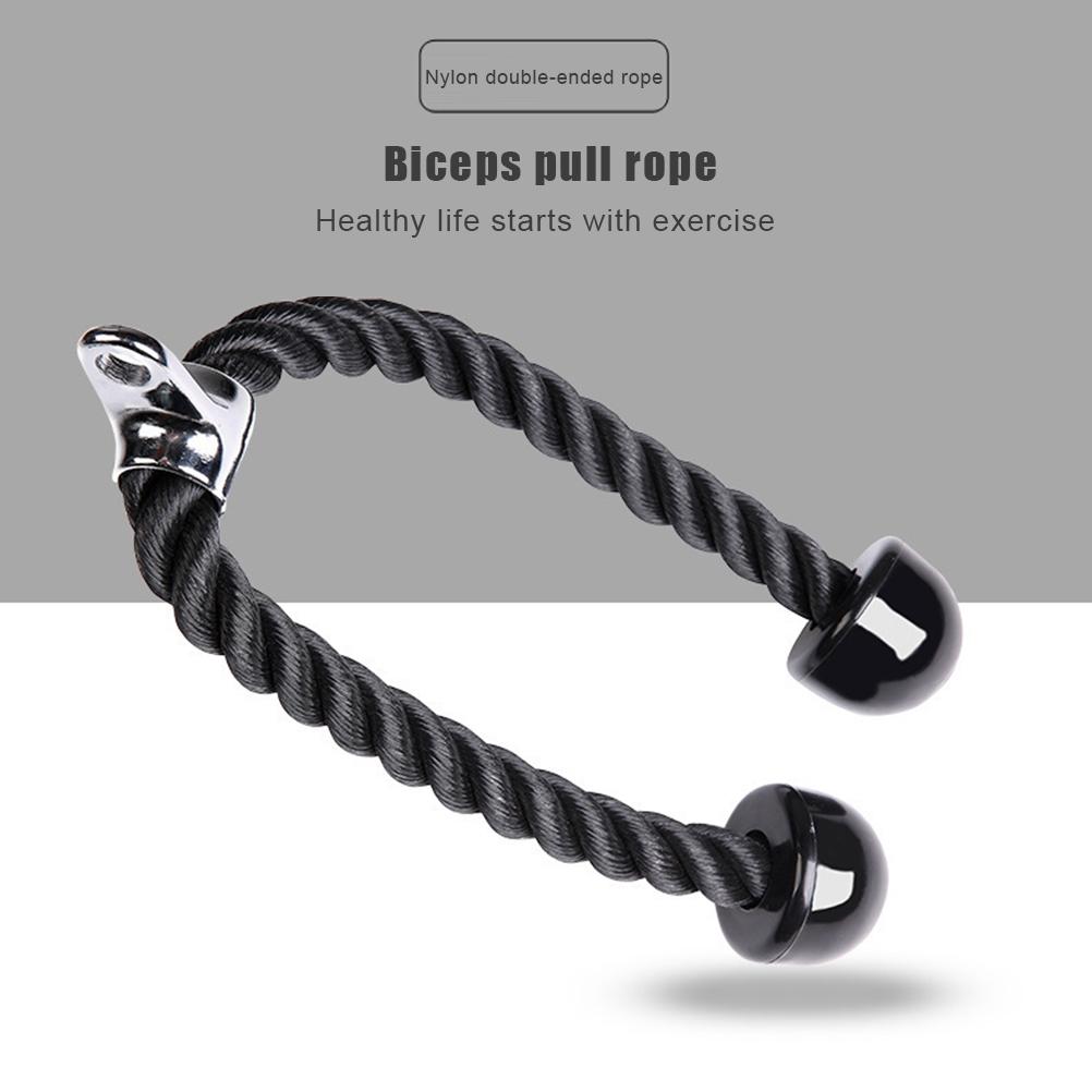 Fitness Pull Rope Set 2 Exercise Handles 3 Carabiner Clips Tricep Pull Down Rope Cable Machine Attachments for Gym Black