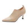 New Women's High Heels Bare Boots Pointed Toe Thin Heels Winter Shoes Black Elastic Band Booties Slip on Boots