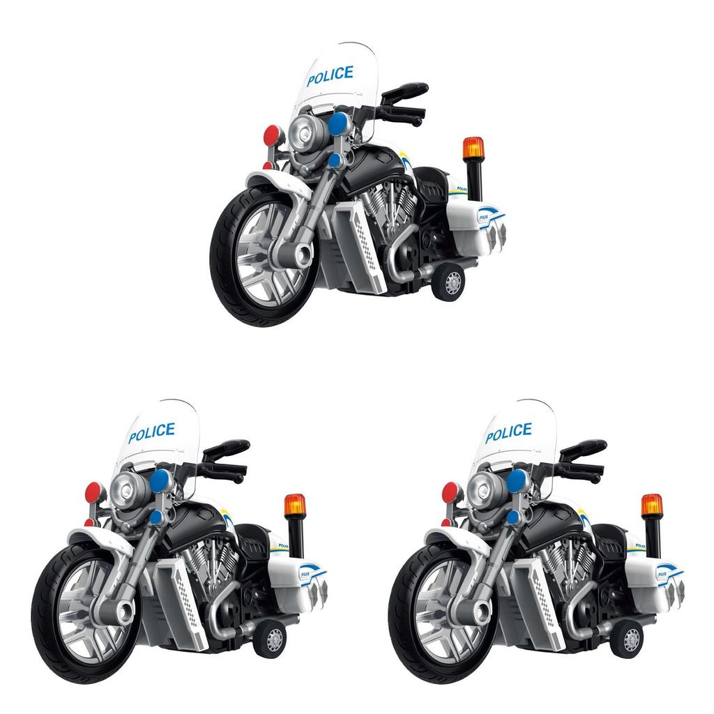 Patrol Car Inertial Motorcycle Police Car Model Toy With Sound And Light For Kids