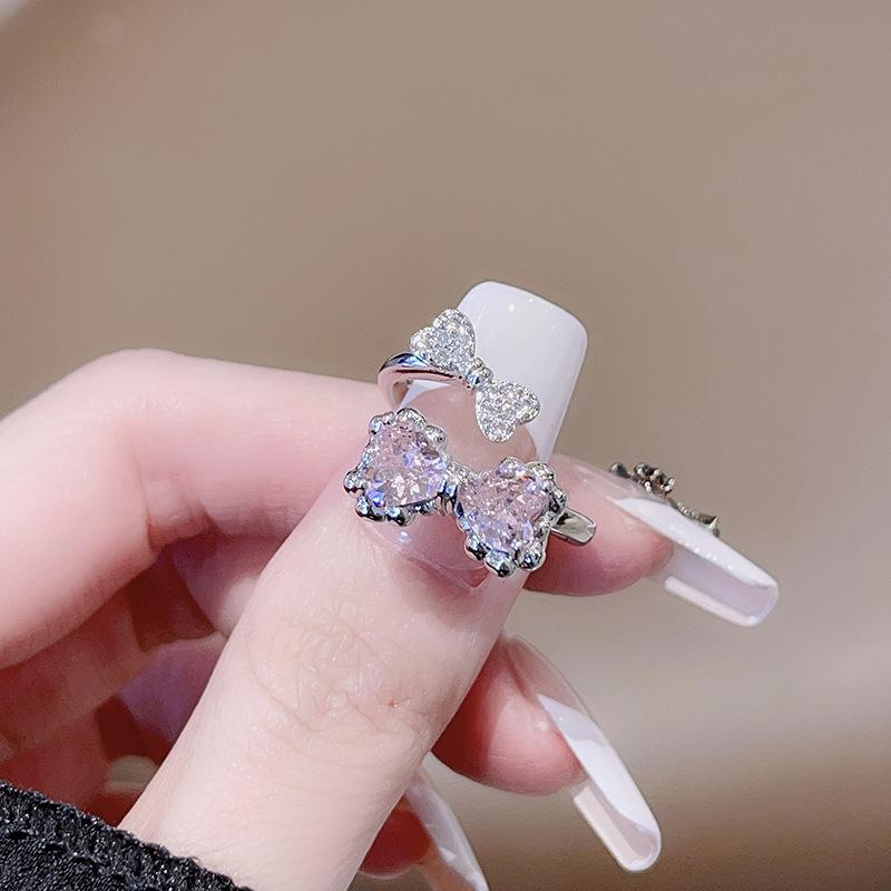 Dark Personality Retro Crown Stacked Open Ring Niche Design Bow High-End Fashion Trendy Cool Ring