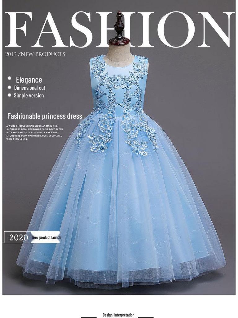 Children's Puffy Tulle Princess Wedding Dress, Ages 3-15, June 1st Girls' Performance Costume