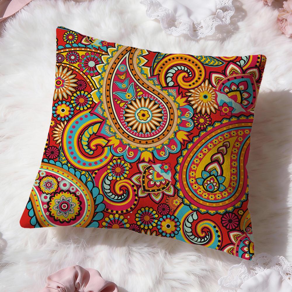 Painted Design P-PaisleyS Cushion Cover Premium Comfort Reversible Pillow Cove -Two In One Design for Any Room & Car Interior