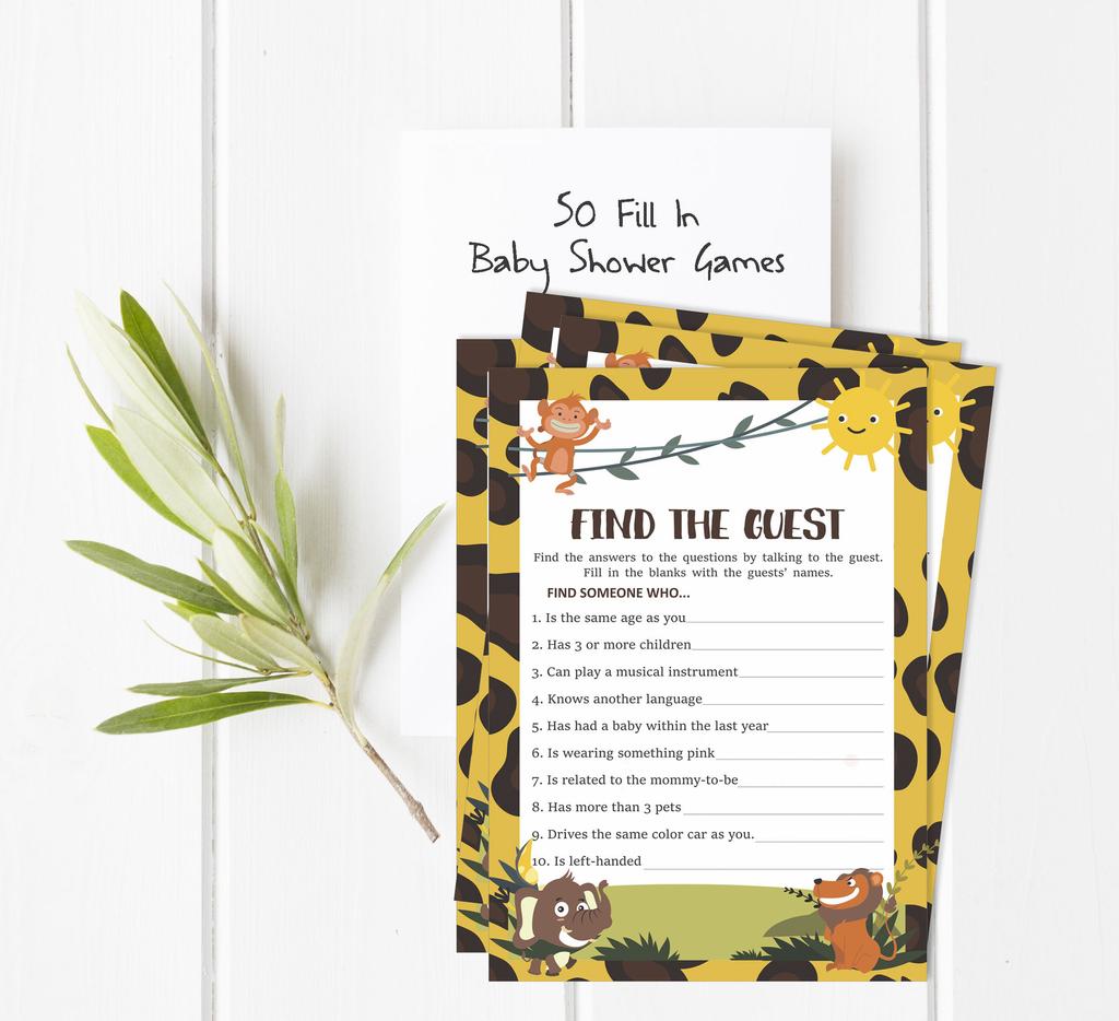 Inkdotpot 50 BabyA  AlphabetA  ABCA  GameA  Jungle Animals Baby Shower Game Gender Neutral Party