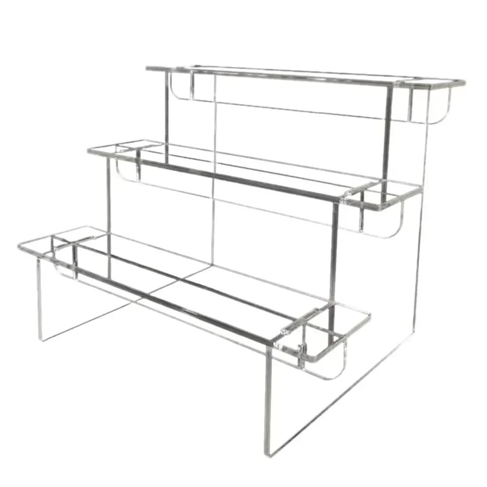 3-5 Tier Acrylic Display Stand Transparent Ladder Display Riser Rack For Cupcake Perfume Jewelry Doll Figures Décor Organizer