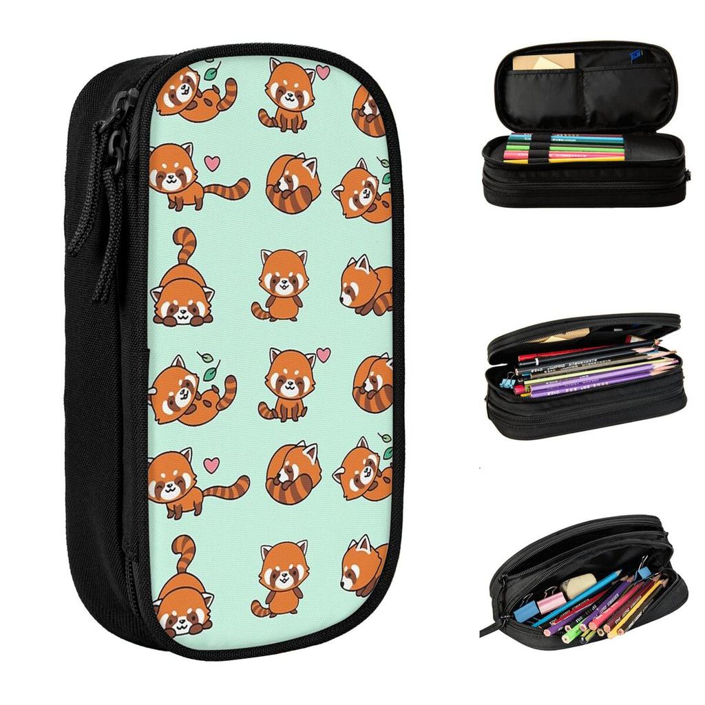 Red Panda Pattern Pencil Cases Cute Animal Pencilcases Pen Holder Girls Boys Large Storage Bags Office Cosmetic Accessories