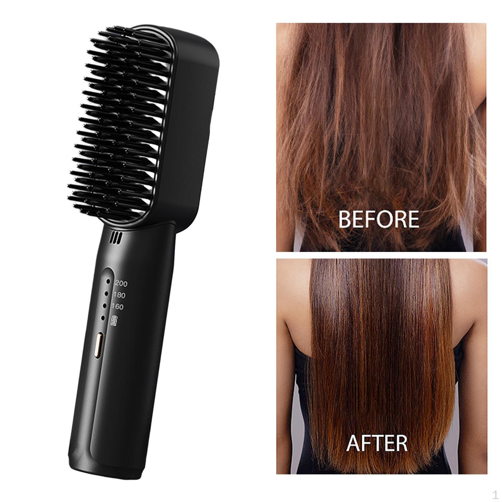 Cordless Hair Straightener Heated Comb Anti Scald Styling Straightening Brush