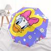 Disney Daisy Duck,Cartoon Character,Floral Background Manual Opening and Closing Umbrella, 8-Rib Reinforced Folding Design, Lightweight