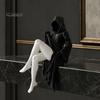 Gesichtslose Figur Ornament Dunkle Gotische Königin Sitzende Statue, 3D Gedruckte Dame Figur in Schwarzem Gewand Kompakte Dekoration für Schreibtisch Regal Dekor,
