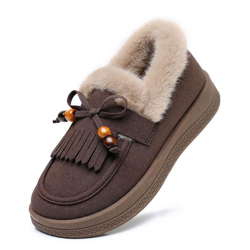 Birkenstock Women's Cotton Winter Loafers - Plus Velvet Warm Furry Casual Retro Shoes