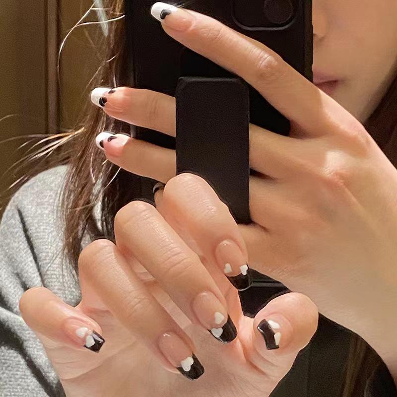 

Sweet Color Block French Fake Nails - Popular Cool Style Nail Tips Glue Version