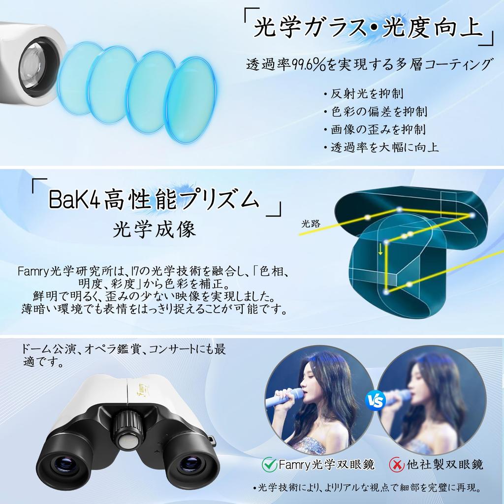 Binoculars 20x Opera Glasses for Live Performances and Concerts BAK4 Optical Lenses FMC Compatible with Comes with Neck Strap and Storage Perfect for