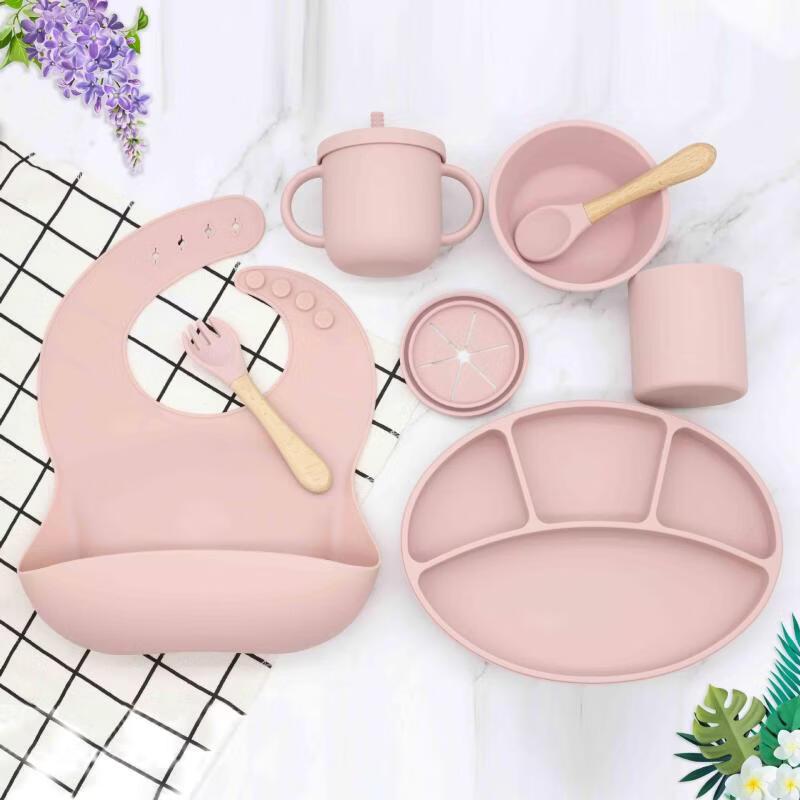 RuHan Silicone Integrated Baby Plate & Bowl Feeding Set