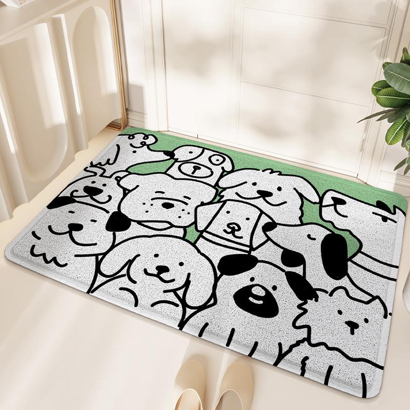 Cartoon Animal PVC Home Floor Mat Entry Door Dirt-resistant Wire Ring Entrance Door Scraping Dust Dust Anti-slip Mat
