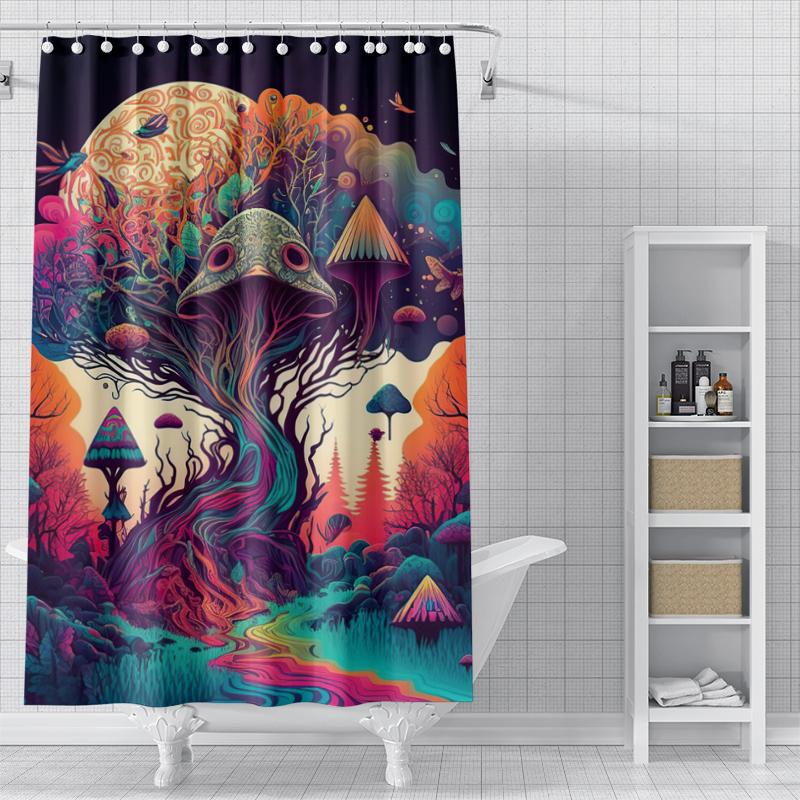 Magic Forest Shower Curtain Washable Dirt-Resistant Shower Head waterproof Polyester Bath Curtain For Home Decor
