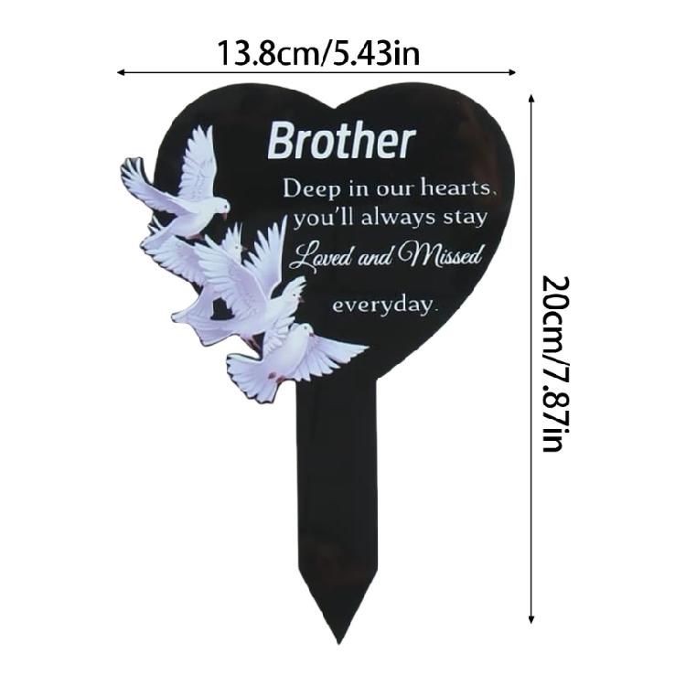 Remembrance Plaque Heart Shape Cemetery Memorials Gift Weatherproof Acrylic Engraved For Loved One Outdoor Decoration