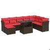 VidaXL Garden Lounge Set with Cushions 9pcs Brown Wicker Acacia, Outdoor Sofa Set, Garden Furniture 3326215