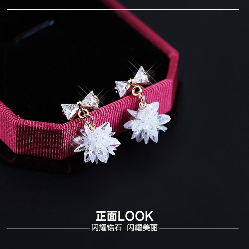 South Korea's new creative ice flower zircon stud earrings for women, snowflake earrings, sexy star fringed earrings