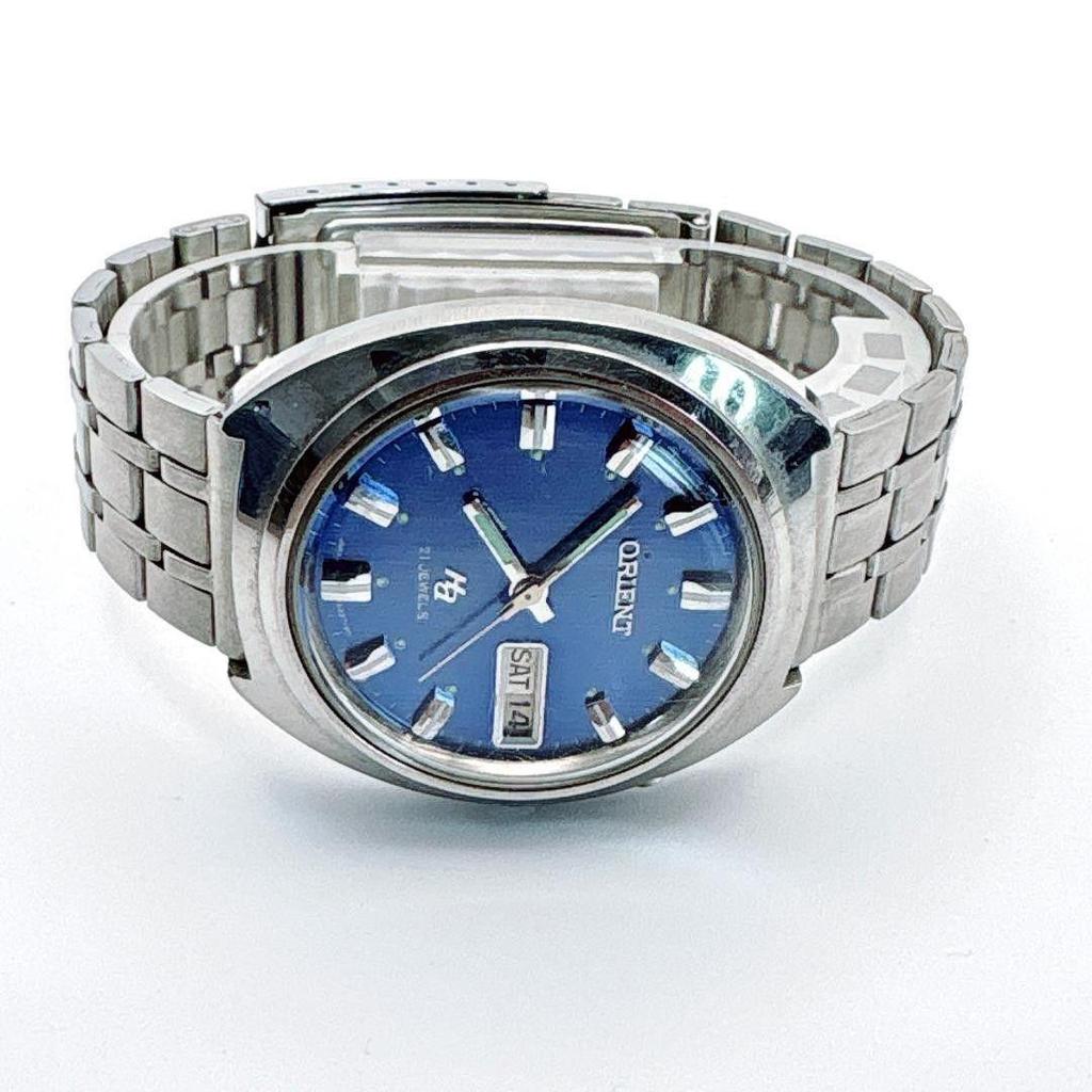 Used [Imovable Item] ORIENT 21 Stone Automatic Winding Day Date Blue Dial Men's