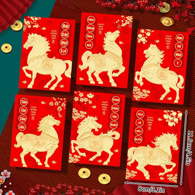 

6pcs Chinese New Year Red Envelope 2026 Horse Year Hongbao Traditional Lucky Pocket Spring Festival New Year Decorations Hongbao