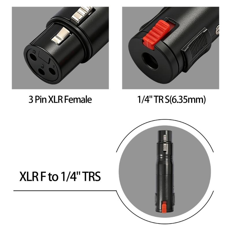 1/4inch to XLR Female Adapter 6.35mm Female to XLR Female Adapter Female Plug to XLR Converter for Guitar Microphones