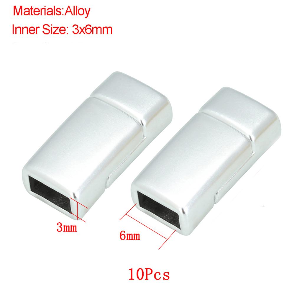Jewelry Findings Leather Bracelet Clasp DIY Magnet Hook Rhodium Magnetic Clasp Flat Hole 15*3mm