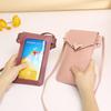 Touchscreen Crossbody Phone Wallet with Heart Design for Female Students – Solid Color Mini Purse & Coin Holder