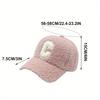 Lamb Wool Solid Color Duckbill Cap C Letter Embroidery Baseball Cap Woman Winter Travel Outdoor Warm and Thickened Casquette
