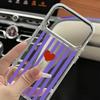 Stripe Heart Pattern Case For iPhone 17 18 Pro Max Plating Lens Frame Clear Soft Phone Cover For iPhone 16 15 14 13 Pro Max 17E