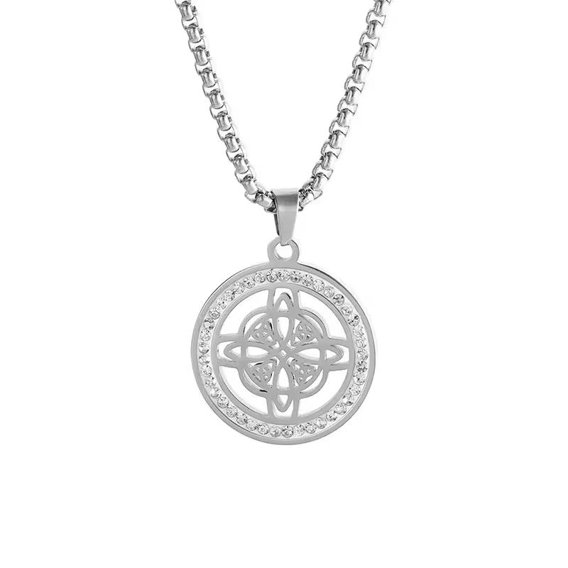 New Gold Color Holy Spirit Pendant Ladies Men Casual Zircon Chain Necklace Religious Jewelry Gift