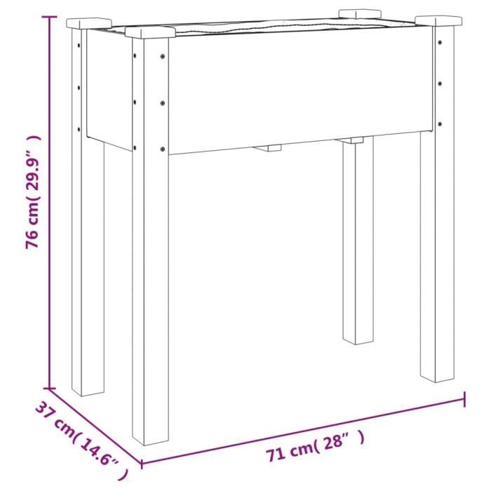 VidaXL Jardinière avec doublure marron 71x37x76cm bois massif de sapin 364231