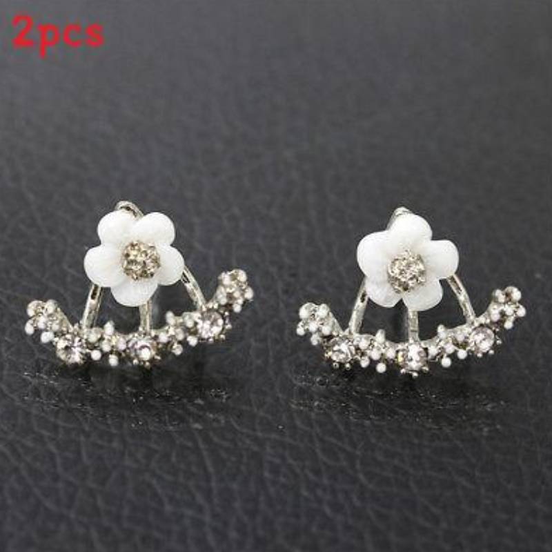 Daisy Alloy Earrings With Embedded Rhinestones For Women And Men