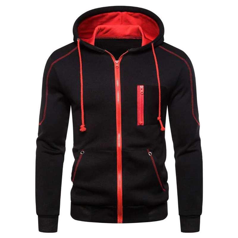 2023 Mens Zip Up Hoody Plain Hoodie Zipper Sports Jumper Hooded Coat Warm Jacket