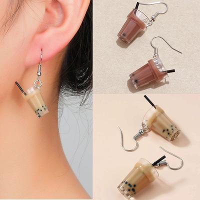 Cute Fashion Bubble Tea Drink Coffee Stud Earrings, Mini Star Dad Buck Coffee Earrings