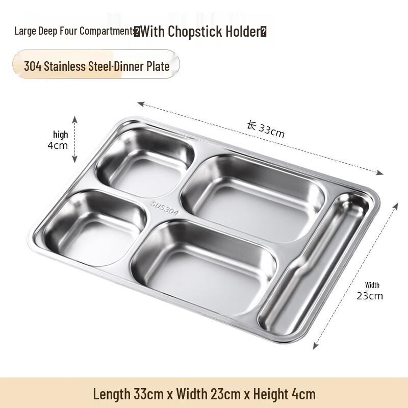 LIJIA FITMENT 4-Compartment Stainless Steel Meal Tray