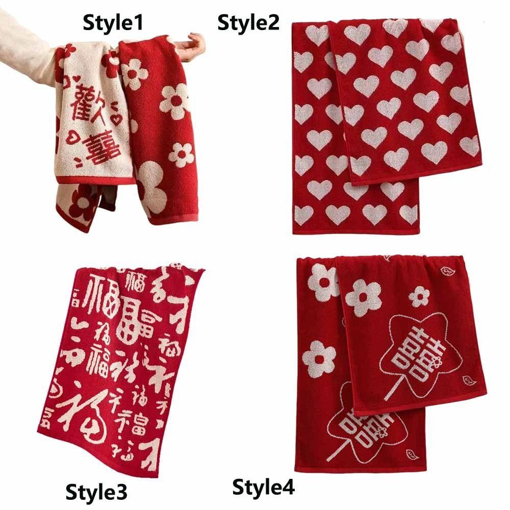 Heart Wedding Red Towel Red Color Absorbent Material Bath Face Towel Soft Texture Cotton Fabric Shower Towel Shower Use