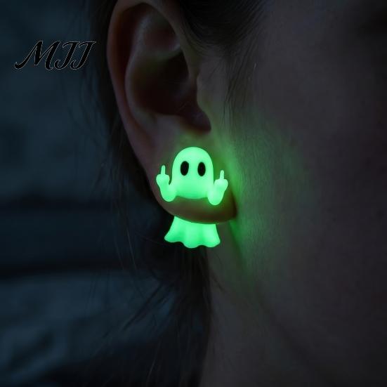 Halloween Costume Jewelry 1 Pair Earrings for Women, Glow in The Dark Ghost Creative Holiday Accessories Earrings, Cute Spooky Gifts Party,
