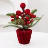 Fabric Christmas Potted Plant Wine Red Christmas Decoration Plant Mini Potted Christmas Tree  Desks