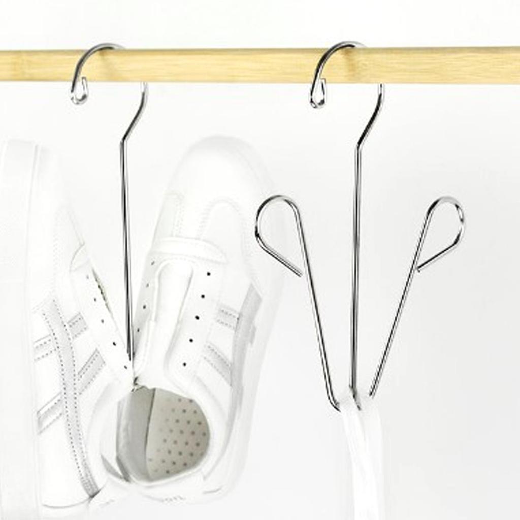 Shoes Hanging Drying Rack Double Hook Stainless Steel Storage Organizer Space Saving for Home