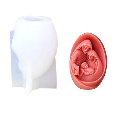 Moule à bougie catholique Sainte Famille Jésus Vierge Marie Figurine Moule en silicone fait à la main 3D Cadeau Noël Décoration de la maison Moules de bricolage