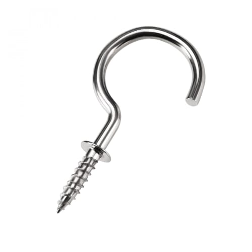 Uxcell 20-Piece 46mm Stainless Steel Screw-In Wall Lamp Hooks for Kitchens, Silver