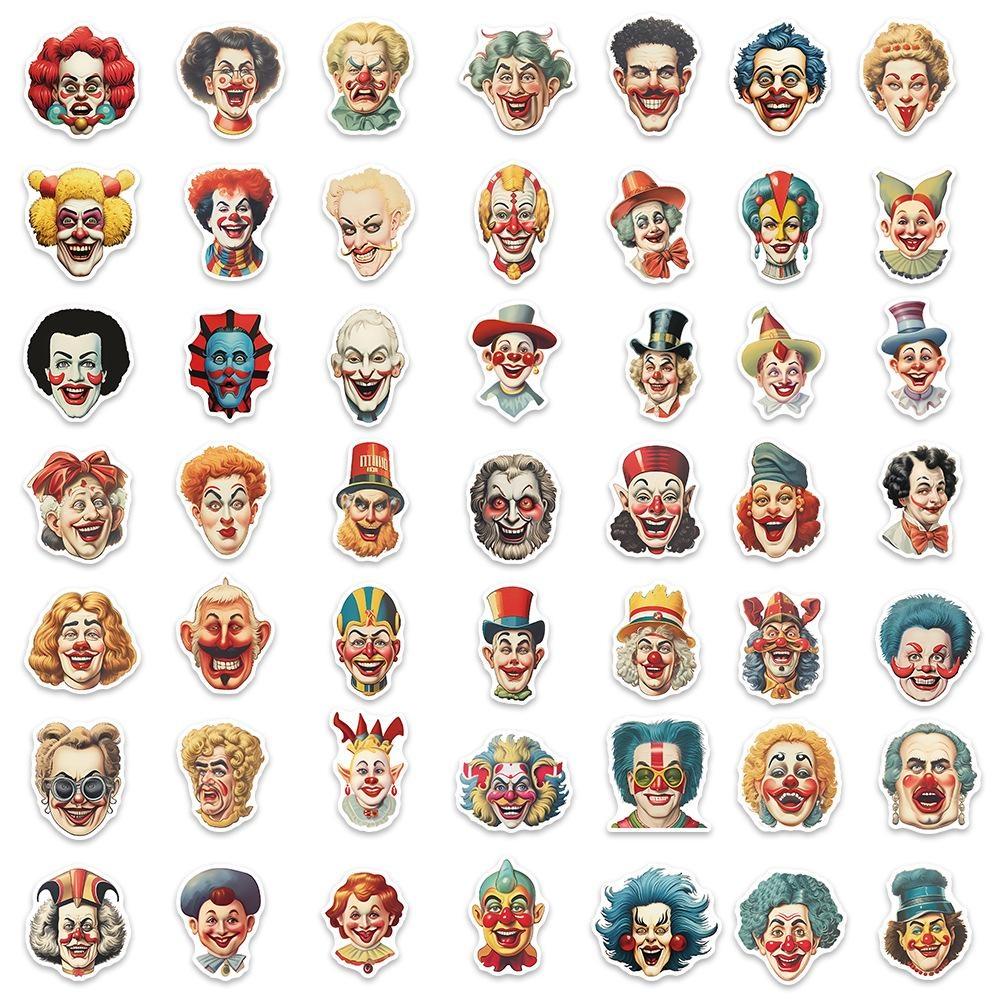 10/50Pcs Cartoon Circus Clown Stickers Joker Graffiti Stickers for DIY Luggage Laptop Skateboard Motorcycle Bicycle Stickers